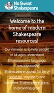 How nosweatshakespeare.com looks like on a mobile device such as an iPhone.