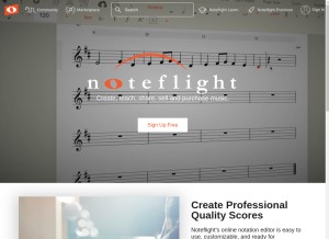 How noteflight.com looks like on a tablet such as an iPad.