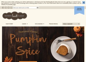 How nothingbundtcakes.com looks like on a tablet such as an iPad.