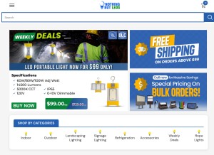 How nothingbutleds.com looks like on a tablet such as an iPad.