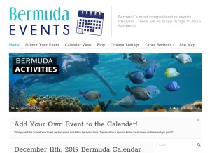 How nothingtodoinbermuda.com looks like on a tablet such as an iPad.