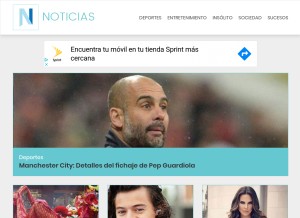 How noticias.com looks like on a tablet such as an iPad.