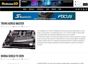 How noticias3d.com looks like on a tablet such as an iPad.