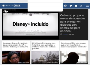 How noticiascaracol.com looks like on a tablet such as an iPad.