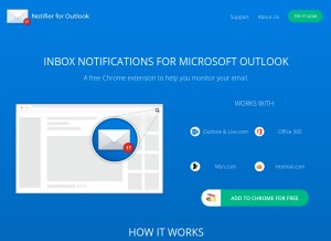 How notifierforoutlook.com looks like on a tablet such as an iPad.