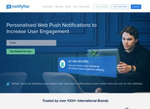 How notifyfox.com looks like on a tablet such as an iPad.