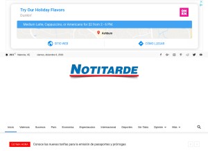 How notitarde.com looks like on a tablet such as an iPad.