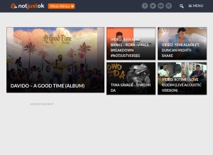 How notjustok.com looks like on a tablet such as an iPad.