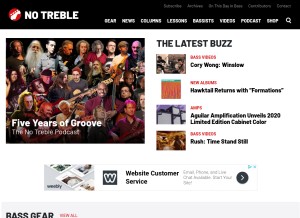How notreble.com looks like on a tablet such as an iPad.