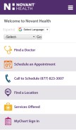 How novanthealth.org looks like on a mobile device such as an iPhone.