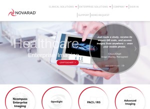 How novarad.net looks like on a tablet such as an iPad.