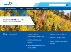 How novascotia.ca looks like on a tablet such as an iPad.