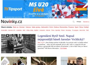 How novinky.cz looks like on a tablet such as an iPad.