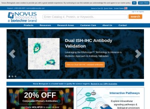 How novusbio.com looks like on a tablet such as an iPad.