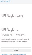 How npidata.info looks like on a mobile device such as an iPhone.