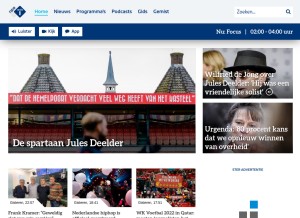 How nporadio1.nl looks like on a tablet such as an iPad.
