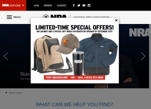 How nra.org looks like on a tablet such as an iPad.