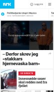 How nrk.no looks like on a mobile device such as an iPhone.