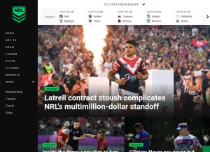 How nrl.com looks like on a tablet such as an iPad.