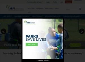 How nrpa.org looks like on a tablet such as an iPad.