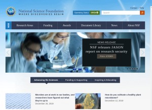 How nsf.gov looks like on a tablet such as an iPad.