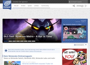 How ntower.de looks like on a tablet such as an iPad.