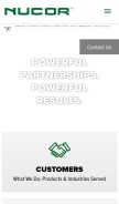 How nucor.com looks like on a mobile device such as an iPhone.