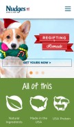 How nudgesdogtreats.com looks like on a mobile device such as an iPhone.