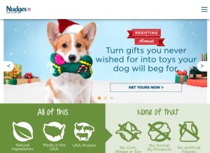 How nudgesdogtreats.com looks like on a tablet such as an iPad.