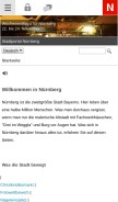 How nuernberg.de looks like on a mobile device such as an iPhone.