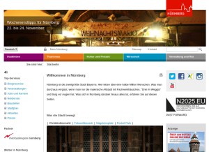 How nuernberg.de looks like on a tablet such as an iPad.