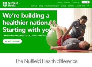 How nuffieldhealth.com looks like on a tablet such as an iPad.