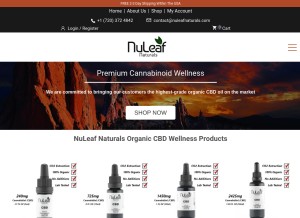 How nuleafnaturals.com looks like on a tablet such as an iPad.