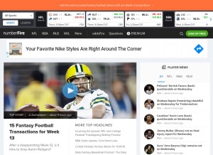 How numberfire.com looks like on a tablet such as an iPad.