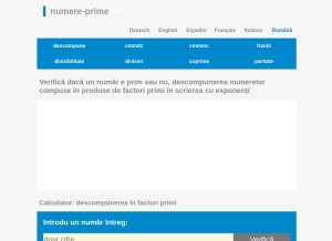 How numere-prime.ro looks like on a tablet such as an iPad.