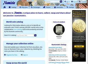 How numista.com looks like on a tablet such as an iPad.