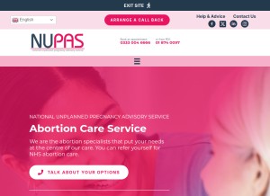 How nupas.co.uk looks like on a tablet such as an iPad.