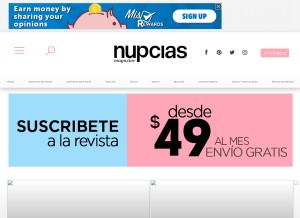 How nupciasmagazine.com looks like on a tablet such as an iPad.