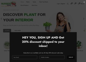 How nurserykart.in looks like on a tablet such as an iPad.