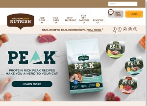 How nutrish.com looks like on a tablet such as an iPad.