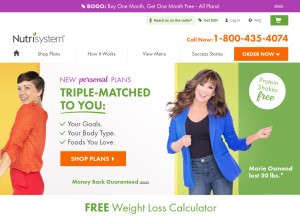 How nutrisystem.com looks like on a tablet such as an iPad.