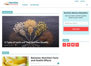 How nutritionadvance.com looks like on a tablet such as an iPad.