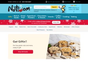 How nuts.com looks like on a tablet such as an iPad.