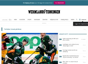 How nwt.se looks like on a tablet such as an iPad.