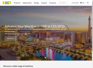 How nxp.com looks like on a tablet such as an iPad.