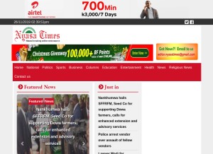 How nyasatimes.com looks like on a tablet such as an iPad.