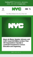 How nyc.gov looks like on a mobile device such as an iPhone.