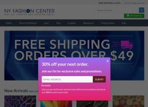 How nyfashioncenterfabrics.com looks like on a tablet such as an iPad.