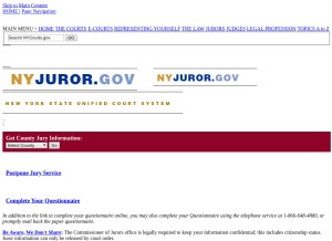 How nyjuror.gov looks like on a tablet such as an iPad.