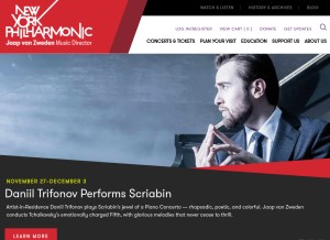 How nyphil.org looks like on a tablet such as an iPad.